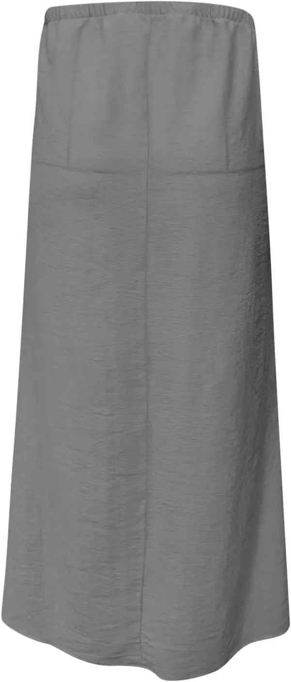 Women's Skirts Casual Solid Color Drawstring High Waist Flowy A Line Beach Long Maxi Skirt Summer Outfits Clothes