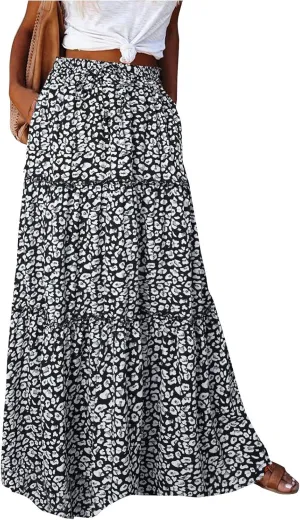 Women's Skirts,High Waisted Summer Flowy Long Skirts for Women 2025 Linen Womens Boho Maxi Skirt with Pockets
