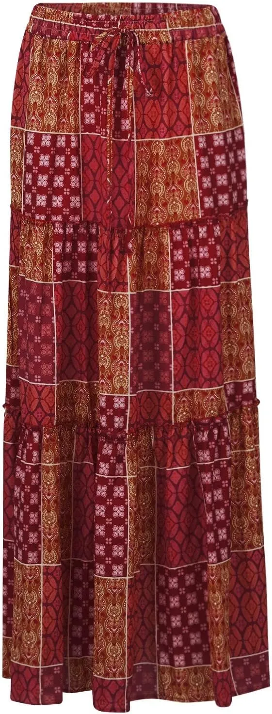 Women's Skirts,High Waisted Summer Flowy Long Skirts for Women 2025 Linen Womens Boho Maxi Skirt with Pockets