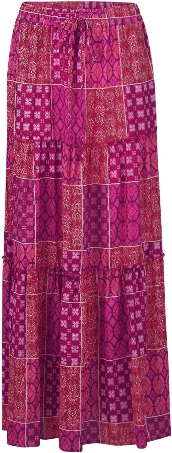 Women's Skirts,High Waisted Summer Flowy Long Skirts for Women 2025 Linen Womens Boho Maxi Skirt with Pockets