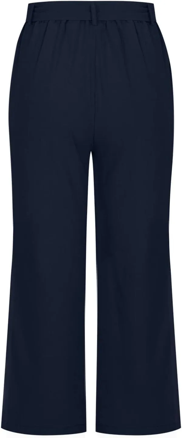 Womens Straight Capris Elastic Waist Cropped Pants, Casual Summer Pant Fashion Below Knee Capri Shorts for Women
