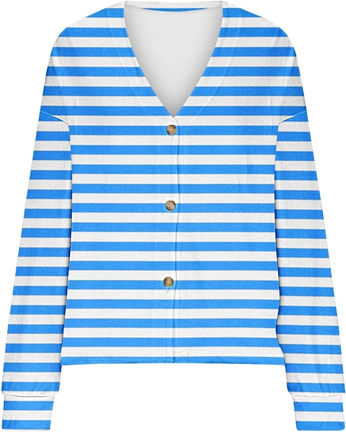 Women's Striped Cardigan Sweater 2024 Lightweight Fall Printed Knit Outerwear Casual V Neck Button Down Coats