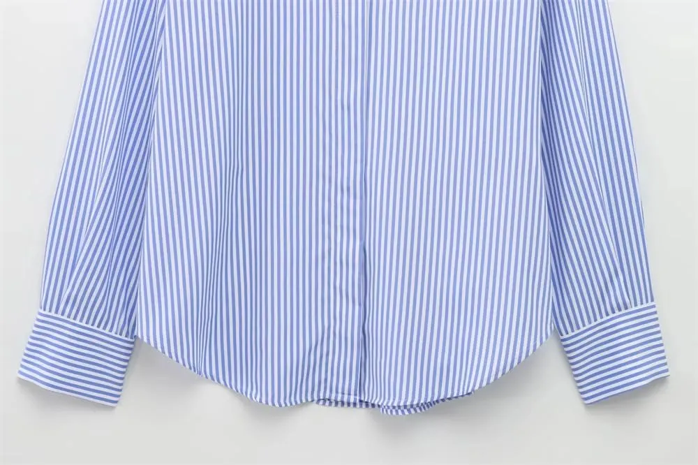 Women's Summer Button Down Striped Shirt Dressy Casual Long Sleeve Office Work Shirts Tops