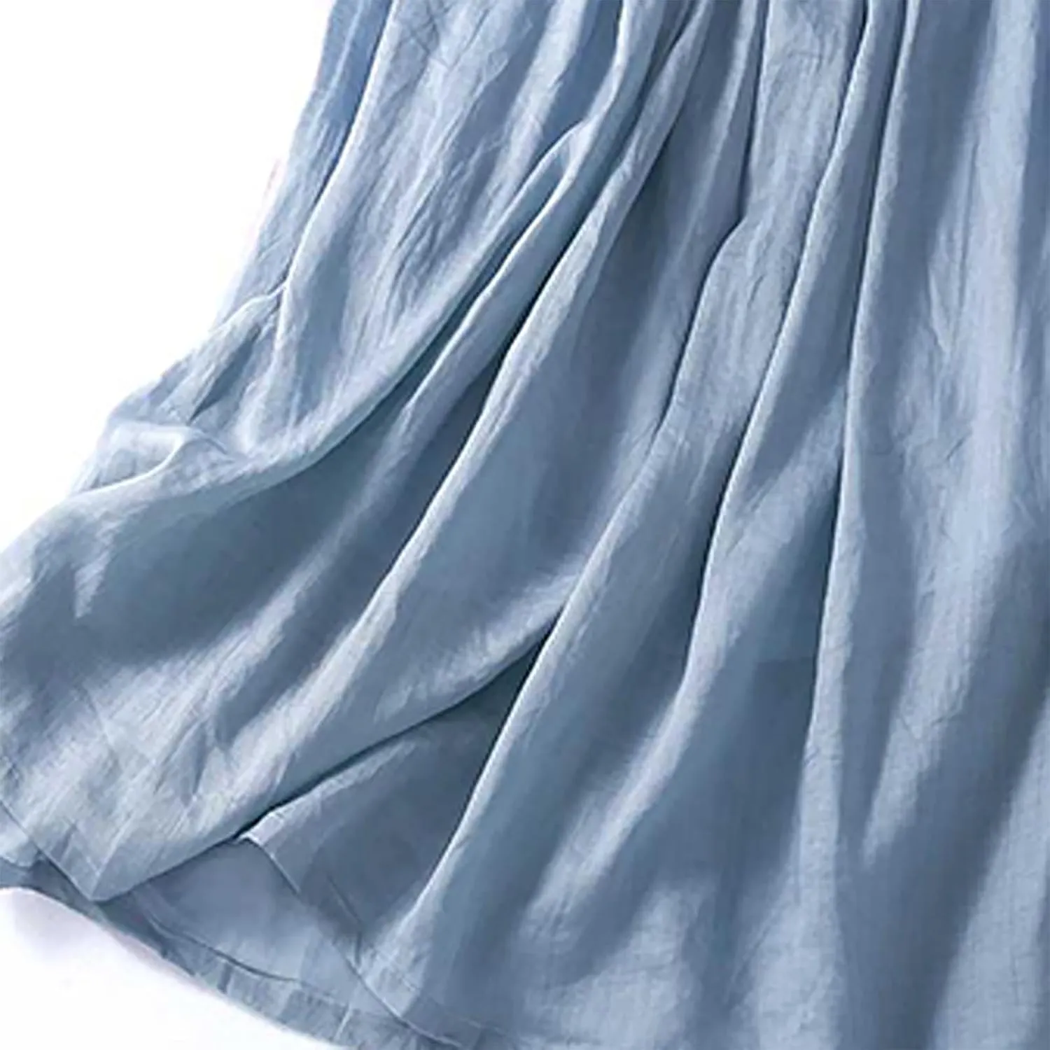 Women's Summer Cotton Linen Skirts Casual Tie Waist A-Line Long Flowy Skirt with Pockets Soft Lightweight Beach Skirt