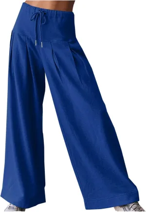 Womens Wide Leg Sweatpants Lightweight High Waisted Joggers with Pockets Baggy Comfy Drawstring Lounge Pants 2025