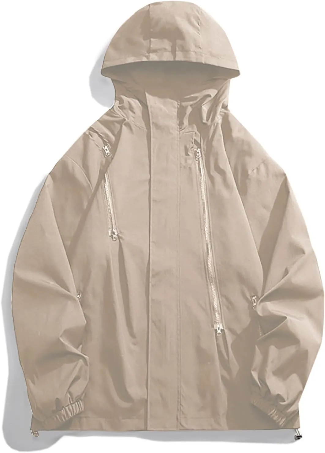 Women'sCasual Loose Zipper Hooded Jackets Fashion 2024 Solid Long Sleeve Windproof Trendy Stand Collar Jacket Coats