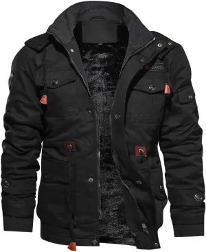 Ymosrh Winter Jackets for Men Men's Cashmere Thickened Pocket Cotton Coat Outwear Breathable Jean Jacket