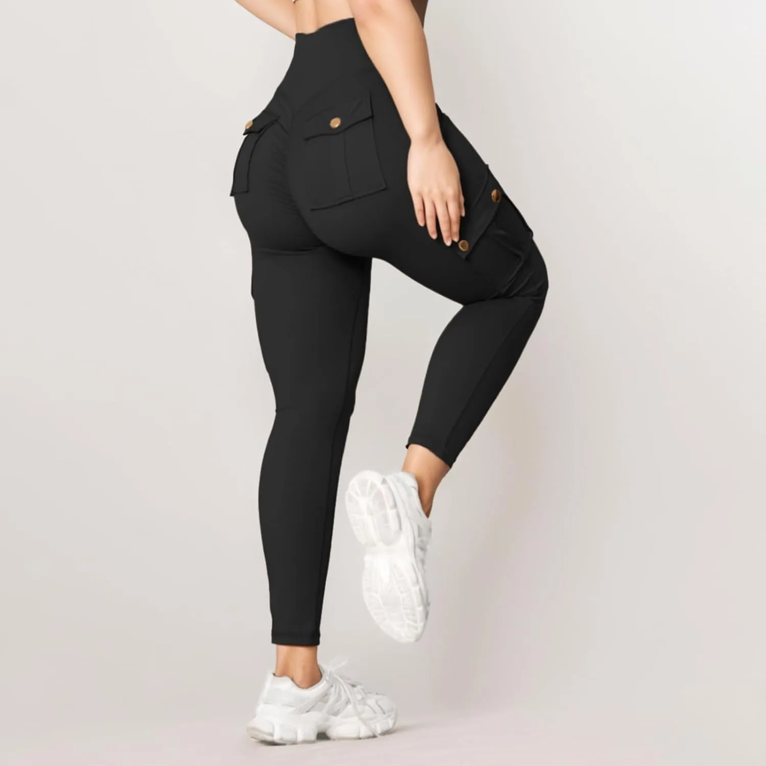 Yoga Pants for Women Tight Stretch Quick Dry Fitness Running Sweatpants High Waist Tapered Trousers with Multi Pocket