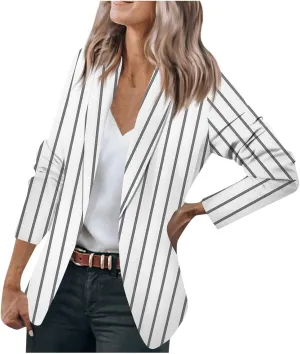 ZEFOTIM Blazer for Women 2024 Casual Oversized Fitted Lapel with Pockets Jacket Long Fashion Trendy Coat