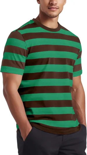 Zengjo Mens Striped Shirt Short Sleeve Crewneck Casual Tri-Blend T-Shirts Regular Fit Textured Stripe Tee