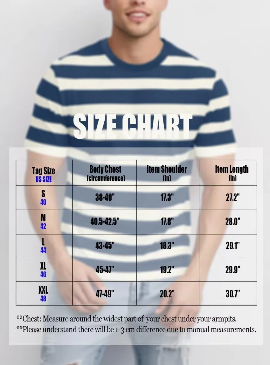Zengjo Mens Striped Shirt Short Sleeve Crewneck Casual Tri-Blend T-Shirts Regular Fit Textured Stripe Tee